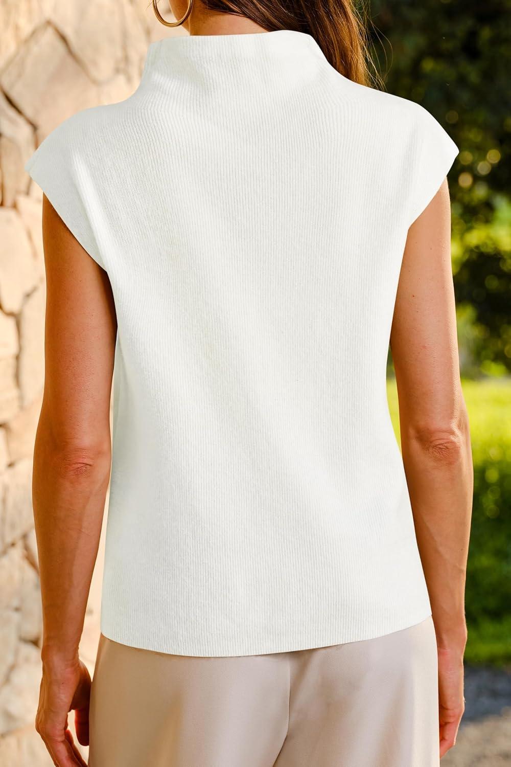 imageArachampampCloz Womens Wool Blend Mock Neck Business Casual Sweater Vest 2025 FallOffwhite