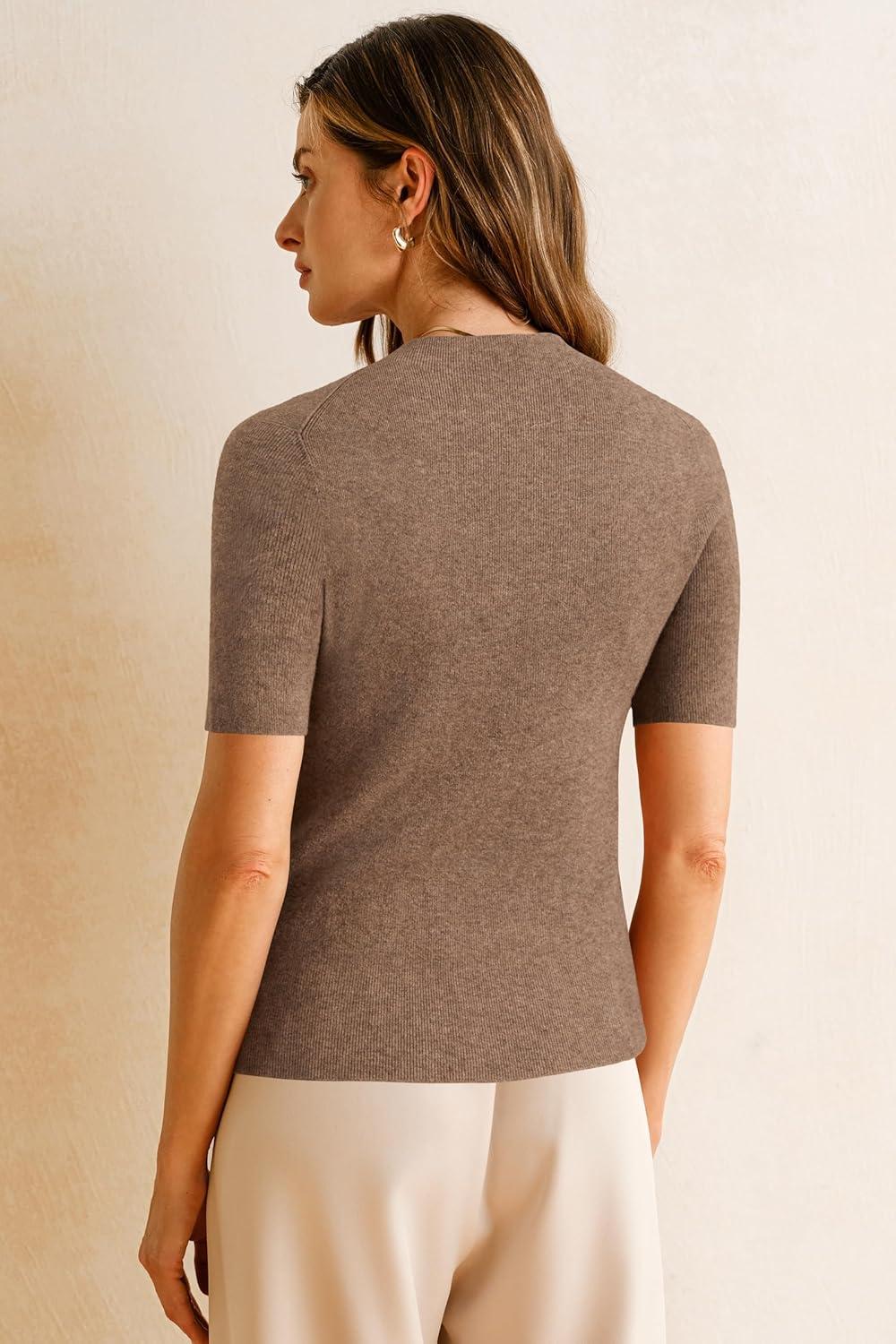 imageArachampampCloz Womens Wool Blend Summer Fall Seamless Rip Resistant Tops Opaque ShirtsCoffee