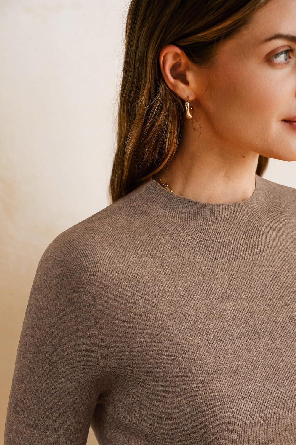 imageArachampampCloz Womens Wool Blend Summer Fall Seamless Rip Resistant Tops Opaque ShirtsCoffee