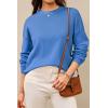 imageArachampampCloz Womens 100 Cotton Crew Neck Fall Casual Relaxed Fit Sweater Tops 2025Blue