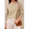 imageArachampampCloz Womens 100 Cotton Crew Neck Fall Casual Relaxed Fit Sweater Tops 2025Khaki