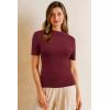 imageArachampampCloz Womens Wool Blend Summer Fall Seamless Rip Resistant Tops Opaque ShirtsDark Red