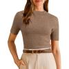 imageArachampampCloz Womens Wool Blend Summer Fall Seamless Rip Resistant Tops Opaque ShirtsCoffee