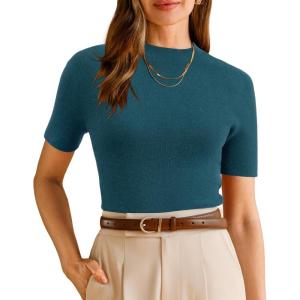 imageArachampampCloz Womens Wool Blend Summer Fall Seamless Rip Resistant Tops Opaque ShirtsDark Blue