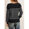 imageArachampampCloz Womens Wool Blend Striped Boat Neck Fall Dressy Casual Sweater Tops 2025Black and White