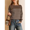imageArachampampCloz Womens Wool Blend Striped Boat Neck Fall Dressy Casual Sweater Tops 2025Coffee and White