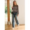 imageArachampampCloz Womens Wool Blend Striped Boat Neck Fall Dressy Casual Sweater Tops 2025Coffee and White