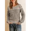imageArachampampCloz Womens Wool Blend Striped Boat Neck Fall Dressy Casual Sweater Tops 2025Khaki and Black