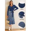 imageArachampampCloz Womens Wool Blend Tie Waist Pleated Fall Sweater Dress 2025Navy Bluewhite Stripe
