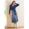 imageArachampampCloz Womens Wool Blend Tie Waist Pleated Fall Sweater Dress 2025Navy Bluewhite Stripe