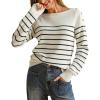 imageArachampampCloz Womens Wool Blend Striped Boat Neck Fall Dressy Casual Sweater Tops 2025Off White and Black
