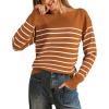 imageArachampampCloz Womens Wool Blend Striped Boat Neck Fall Dressy Casual Sweater Tops 2025Orange and White