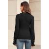 imageArachampampCloz Womens Silk Wool Blend Lace Mock Neck Slim Fitted Sweater Trendy 2025Black