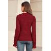 imageArachampampCloz Womens Silk Wool Blend Lace Mock Neck Slim Fitted Sweater Trendy 2025Dark Red