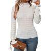 imageArachampampCloz Womens Silk Wool Blend Lace Mock Neck Slim Fitted Sweater Trendy 2025White