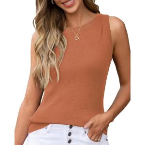 imageArachampampCloz Womens Wool Blend Sweaters Non See Through AllSeason Business Casual Tank 2025Dark Orange