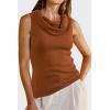 imageArachampampCloz Womens Convertible Neckline OffShoulder Cowl Neck Slim Fit Tops 2025Caramel