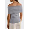 imageArachampampCloz Womens Convertible Neckline OffShoulder Cowl Neck Slim Fit Tops 2025Grey