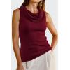 imageArachampampCloz Womens Convertible Neckline OffShoulder Cowl Neck Slim Fit Tops 2025Wine Red