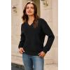 imageArachampampCloz Womens Wool Blend V Neck Fall Business Casual Sweater Tops 2025Black