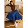 imageArachampampCloz Womens Wool Blend Wide Elastic Band ALine Pleated Flowy Long Skirts 2025Navy