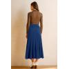 imageArachampampCloz Womens Wool Blend Wide Elastic Band ALine Pleated Flowy Long Skirts 2025Navy