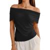 imageArachampampCloz Womens Convertible Neckline OffShoulder Cowl Neck Slim Fit Tops 2025Black
