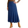 imageArachampampCloz Womens Wool Blend Wide Elastic Band ALine Pleated Flowy Long Skirts 2025Navy