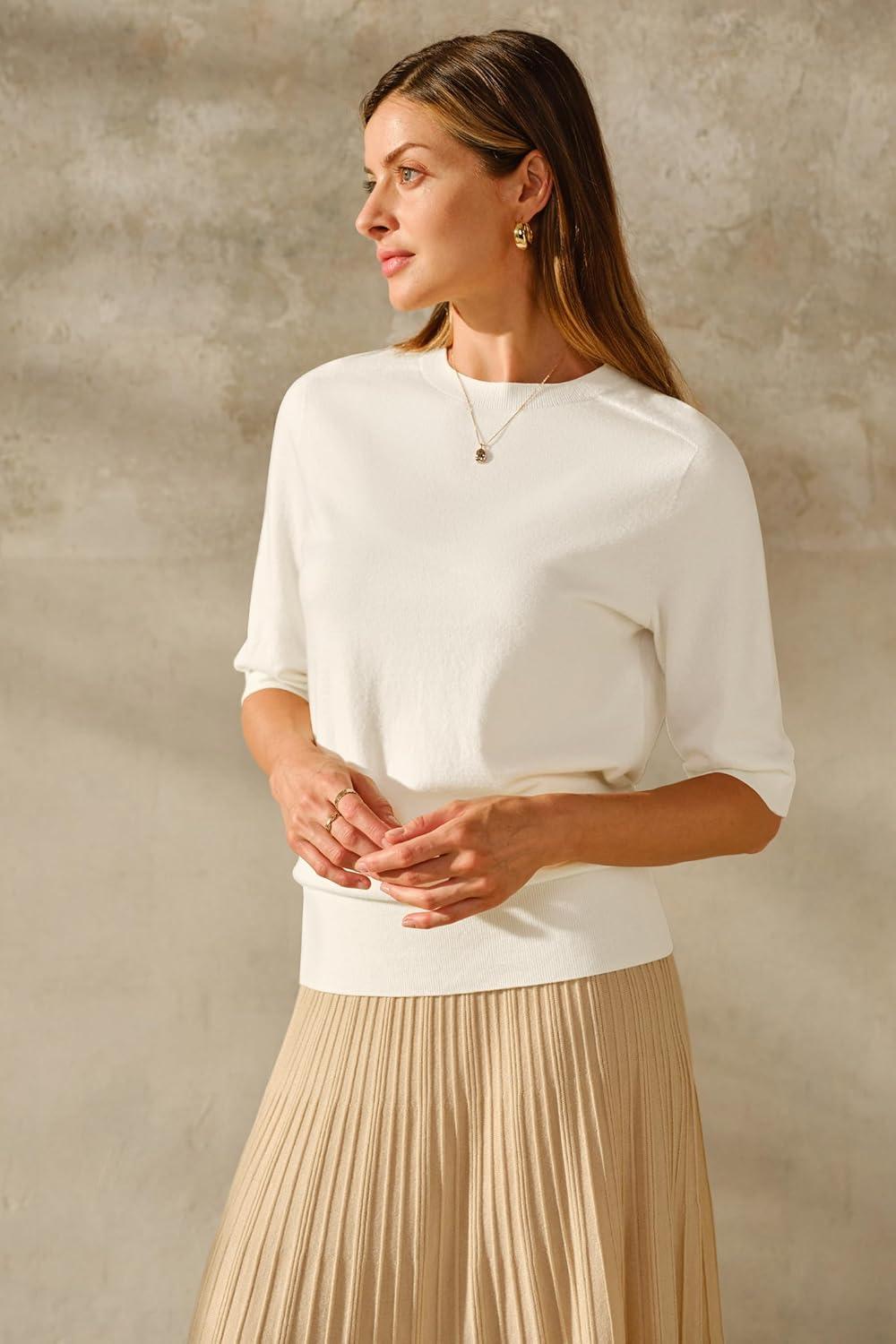 imageArachampampCloz Womens Summer Fall Lightweight Tops Short Sleeve Dressy BlouseZbeige