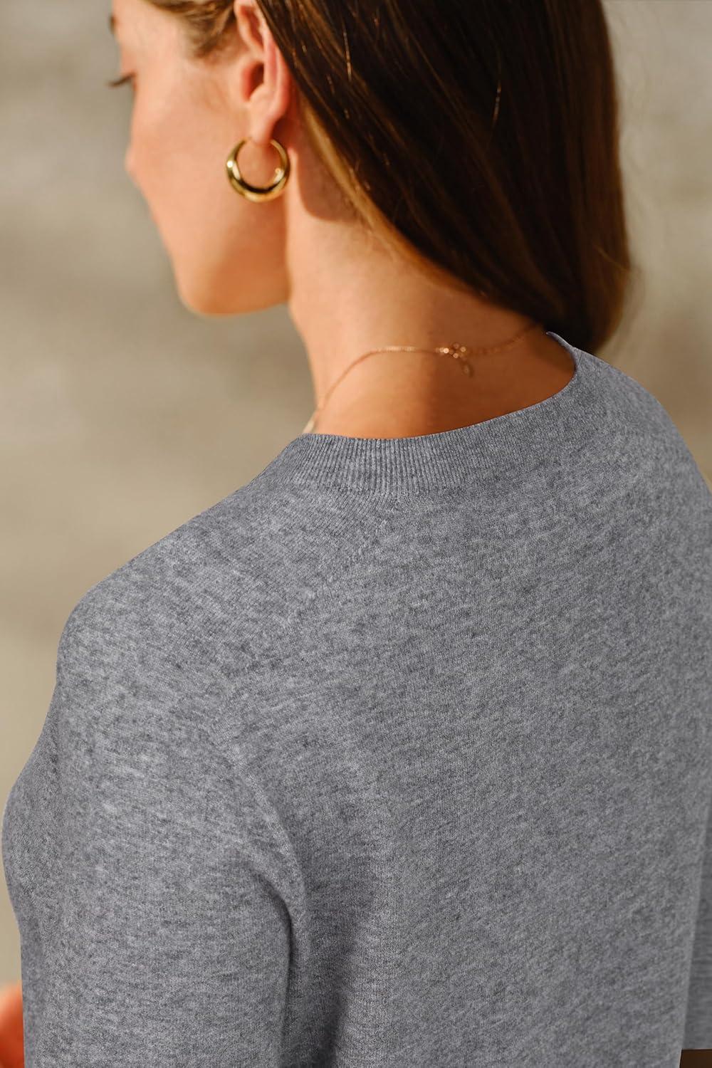 imageArachampampCloz Womens Summer Fall Lightweight Tops Short Sleeve Dressy BlouseZgray