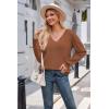 imageArachampampCloz Womens 2024 Fall Long Sleeve V Neck Off Shoulder Tops Knit Pullover Sweater Loose Casual ClothesRust
