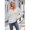 imageArachampampCloz Womens 2024 Fall Long Sleeve V Neck Off Shoulder Tops Knit Pullover Sweater Loose Casual ClothesWhite