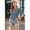 imageArachampampCloz Womens Summer Fall Lightweight Tops Short Sleeve Dressy BlouseDusty Blue