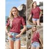 imageArachampampCloz Womens Summer Fall Lightweight Tops Short Sleeve Dressy BlouseDusty Red