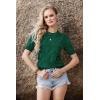 imageArachampampCloz Womens Summer Fall Lightweight Tops Short Sleeve Dressy BlouseGreen