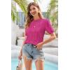 imageArachampampCloz Womens Summer Fall Lightweight Tops Short Sleeve Dressy BlouseHot Pink