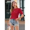 imageArachampampCloz Womens Summer Fall Lightweight Tops Short Sleeve Dressy BlouseRed