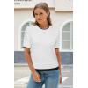 imageArachampampCloz Womens Summer Fall Lightweight Tops Short Sleeve Dressy BlouseWhiteblack