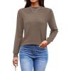imageArachampampCloz 2024 Fall Sweaters Long Puff Sleeve Tops Crew Neck Special Dots Trendy Casual Lightweight Pullover Clothes OutfitsNutmeg