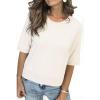 imageArachampampCloz Womens Summer Fall Lightweight Tops Short Sleeve Dressy BlouseZbeige