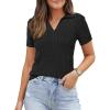 imageArachampampCloz Womens Wool Blend Summer Fall Tops Business Casual Polo Shirts 2025Cable Knitblack