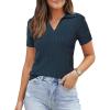 imageArachampampCloz Womens Wool Blend Summer Fall Tops Business Casual Polo Shirts 2025Cable Knitdark Blue