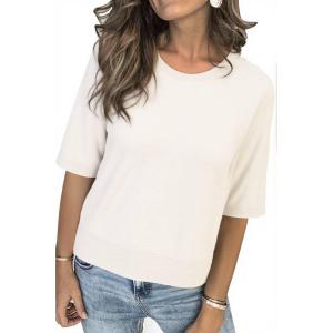 imageArachampampCloz Womens Summer Fall Lightweight Tops Short Sleeve Dressy BlouseZbeige