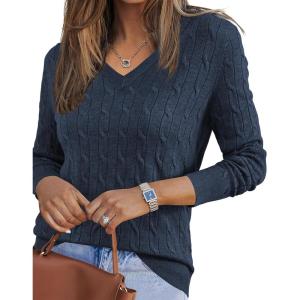 imageArachampampCloz Womens Wool Blend Fall Sweaters Business Casual OutfitsCabledark Blue