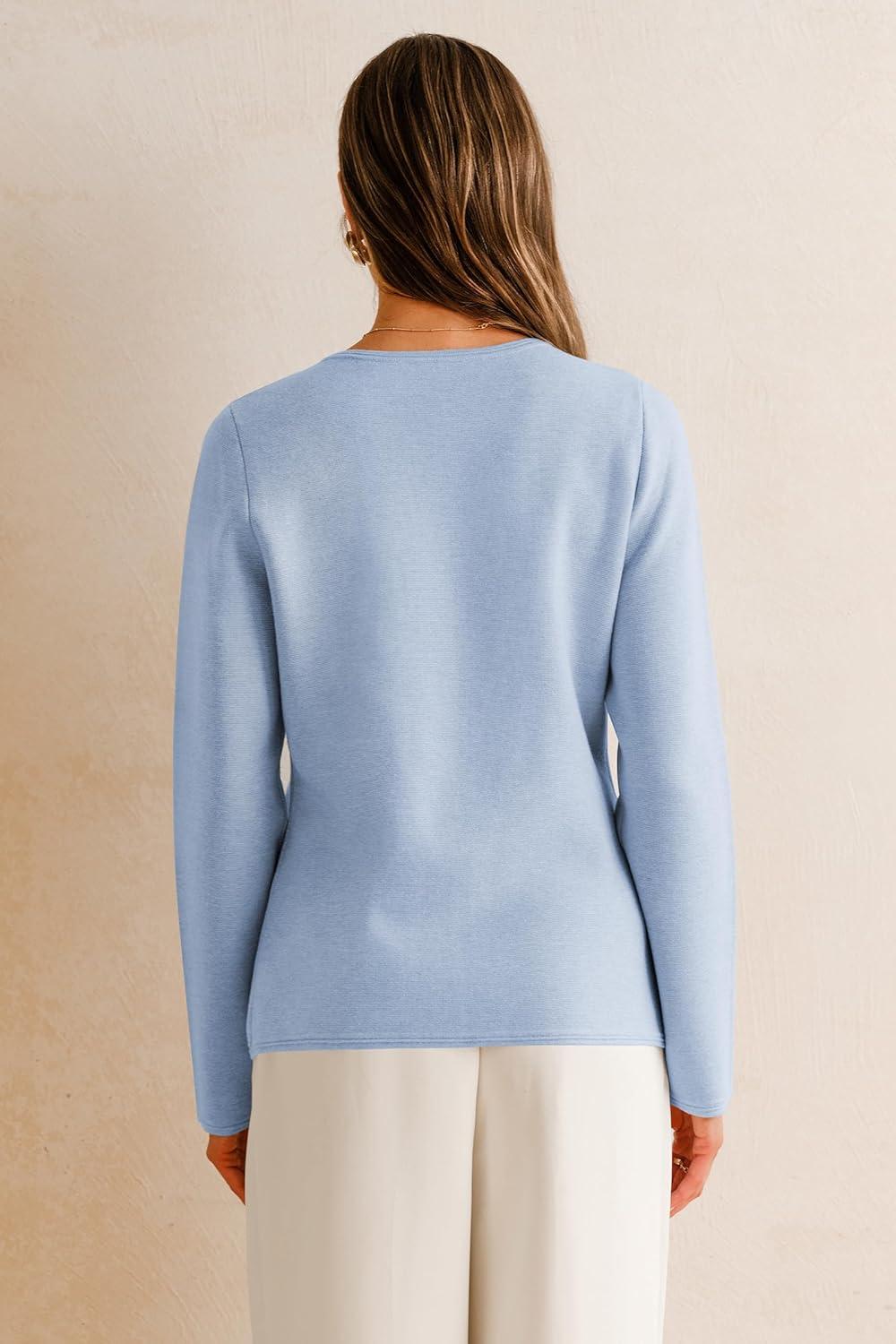 imageArachampampCloz Womens Wool Blend Fall Button Down Business Casual Blazers Jacket with Pockets 2025Blue