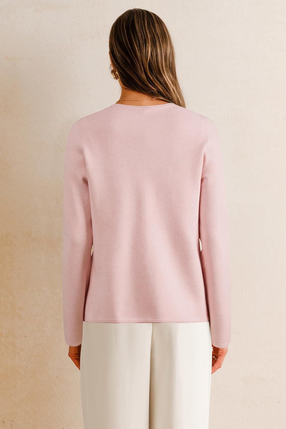 imageArachampampCloz Womens Wool Blend Fall Button Down Business Casual Blazers Jacket with Pockets 2025Pink