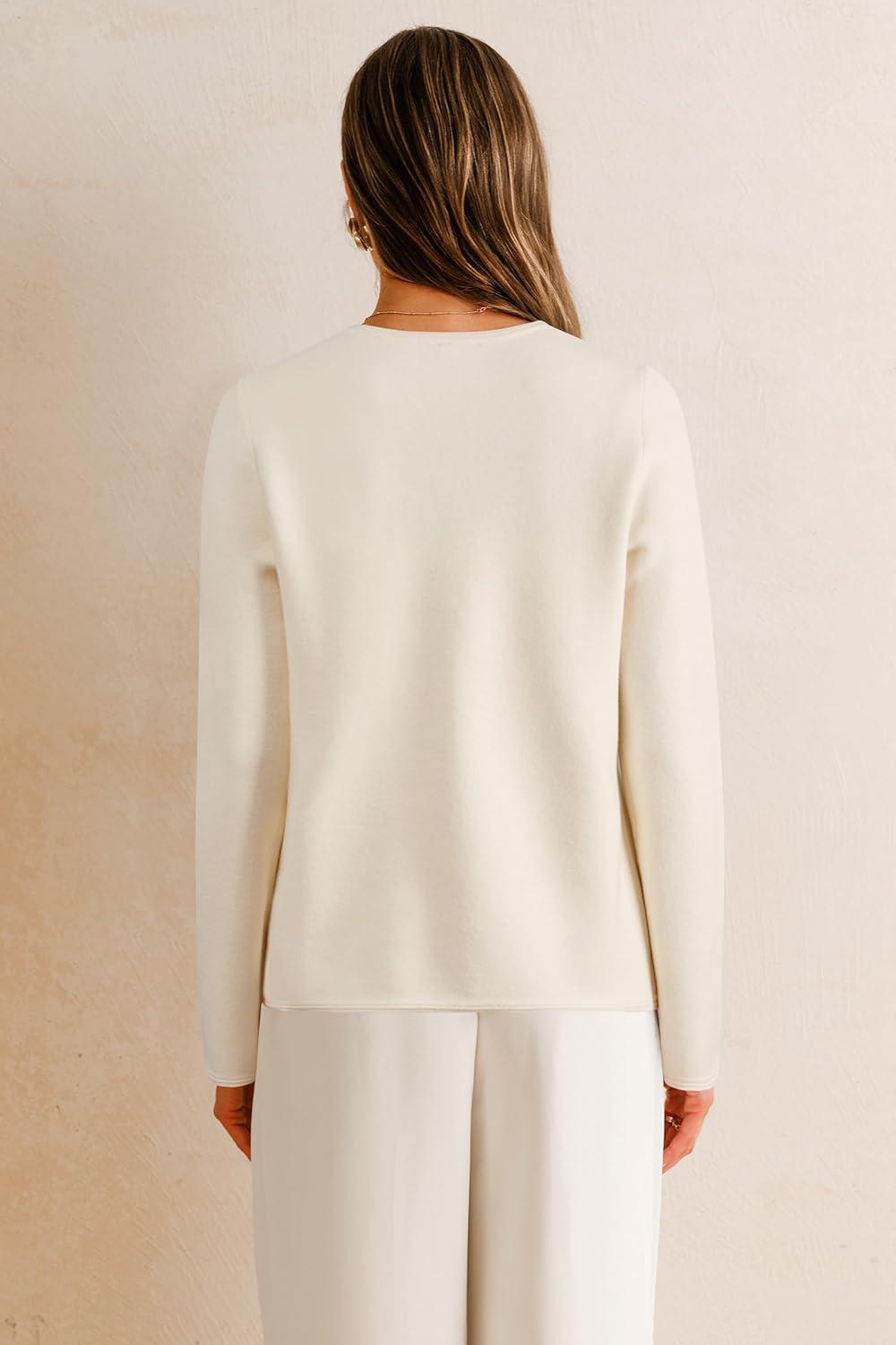 imageArachampampCloz Womens Wool Blend Fall Button Down Business Casual Blazers Jacket with Pockets 2025White