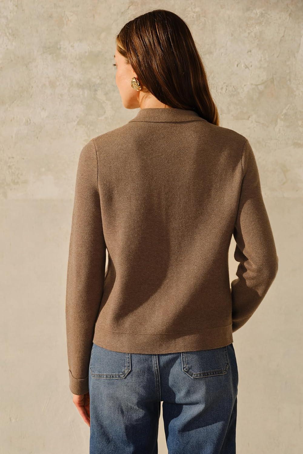 imageArachampampCloz Womens Wool Blend Fall Fashion Button Down Cropped Jacket Shackets 2025Brown