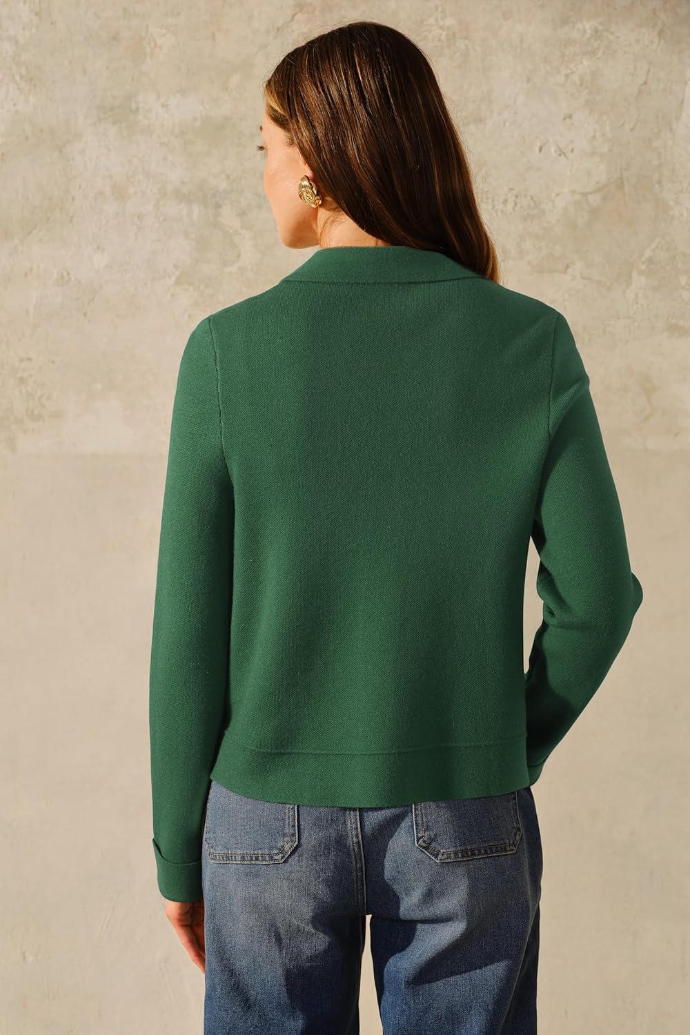 imageArachampampCloz Womens Wool Blend Fall Fashion Button Down Cropped Jacket Shackets 2025Green