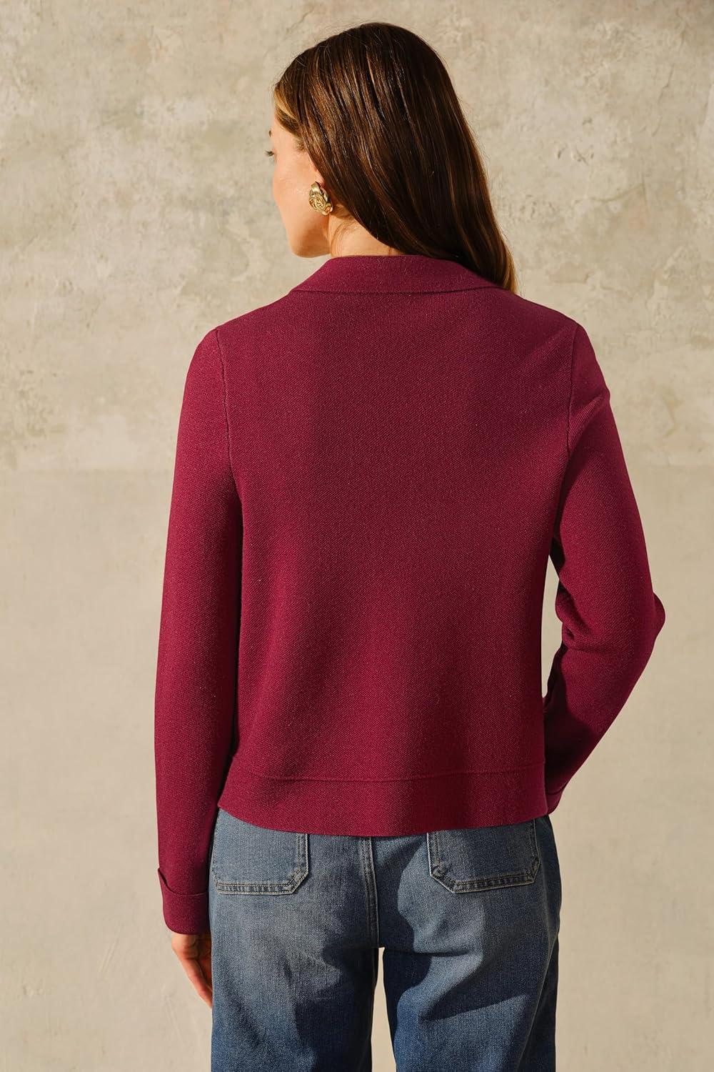 imageArachampampCloz Womens Wool Blend Fall Fashion Button Down Cropped Jacket Shackets 2025Red